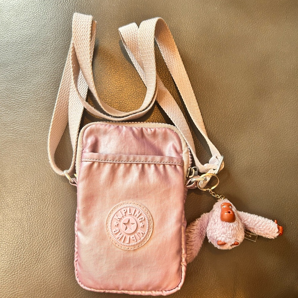 Purple Kipling Crossbody Bag with Plush Keychain